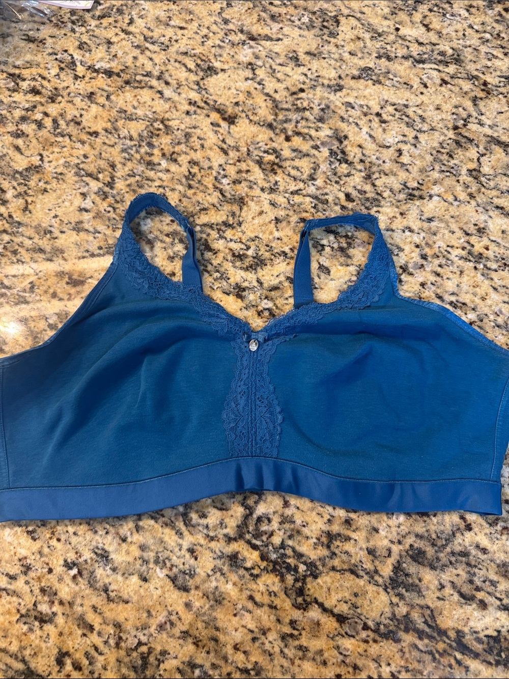 Curvy Couture Teal Lace-Trim Wireless Bra